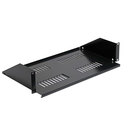 Aeons 2U 19-inch Universal Server Shelf Rack Mount Vented Cantilever Center Mount Shelf 10-Inch Deep, Fixed Server Rack Cabinet Vented Shelf Black - 10" Depth - style: 2U-10" Vented