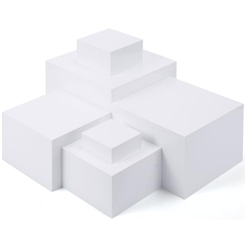 Geelin 6 Pack Acrylic Risers for Display Acrylic Cube Boxes Risers Display Stands with Hollow Bottoms Decorative Stand for Jewelry Candy Table Decor 6 Sizes(White,3 to 8 Inch,Square) - color: White, size: 3 to 8 Inch, style: Square