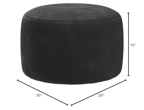 Asuprui Unstuffed Pouf Ottoman Round Poof Ottoman No Filler Soft Faux Fur Foot Stool 20x20x12 Inches Fuzzy Chair Floor Pouf Foot Rest with Storage for Living Room Bedroom Black - color: Black