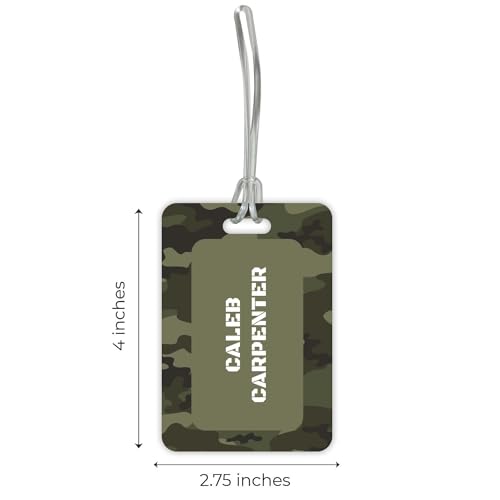 ARTISTIC DIRECT Personalized Camouflage Luggage Tag / 2.75" x 4" Custom Camo Bag Tag / Double Sided Durable Plastic Luggage Tag with Plastic Strap / Made in The USA - style: Camo