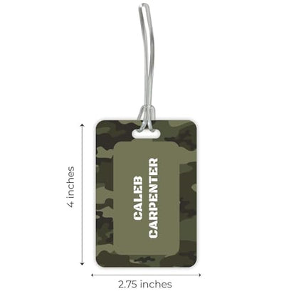 ARTISTIC DIRECT Personalized Camouflage Luggage Tag / 2.75" x 4" Custom Camo Bag Tag / Double Sided Durable Plastic Luggage Tag with Plastic Strap / Made in The USA - style: Camo
