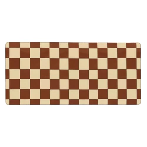 Brown Beige Checkered Mouse Pad Large Desk Mat for Keyboard and Mouse Non-Slip Gaming Mousepad Office Desk Accessories for Computer 35.4x15.7Inch - color: Brown Beige Checkered