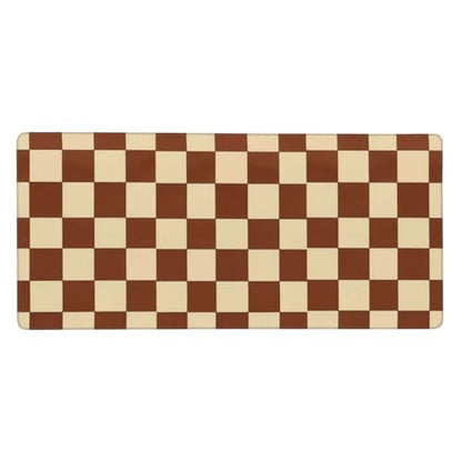 Brown Beige Checkered Mouse Pad Large Desk Mat for Keyboard and Mouse Non-Slip Gaming Mousepad Office Desk Accessories for Computer 35.4x15.7Inch - color: Brown Beige Checkered