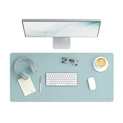 Smead Desk Pad, Vegan Leather Desk Mat with Non-Slip Faux Suede Backing, Perfect Desk Organizer for Office Decor, 36” x 17” Large, Superior Blue (64830) - color: Blue, size: 17" x 36"