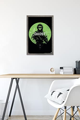 Trends International Call of Duty: Modern Warfare 2 - Ghost Emblem Wall Poster, 14.725" x 22.375", Barnwood Framed Version - color: Barnwood Framed Version, size: 22.4"L x 14.7"W