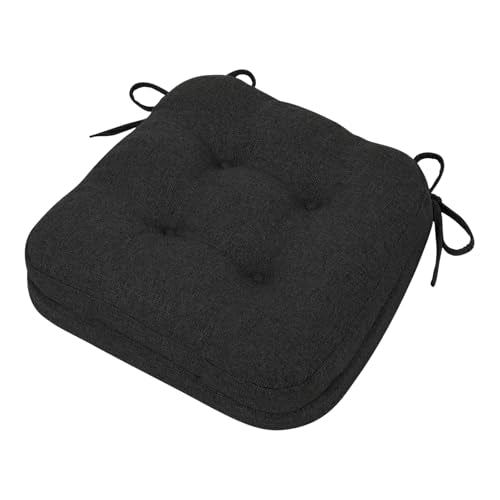 baibu Dining Chair Cushions, Memory Foam Kitchen Chair Cushions, Dual-Layer Patented Design Seat Pads with Ties, 16.5 x 16.5 x 3.5in, Black, 1PC - color: Black, size: 1 Count (Pack of 1)