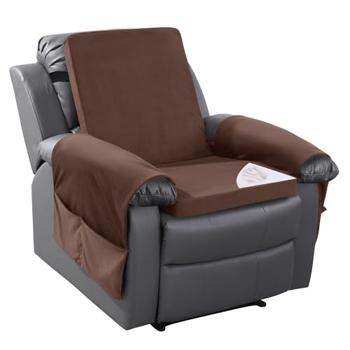 HOMBYS Recliner Chair Cushion for Elderly with Lumbar Support Pillow & Recliner Armrest Cover, 20"x20" Memory Foam Seat Cushion Non-Slip & Supportive, Machine Washable, Brown - color: Brown
