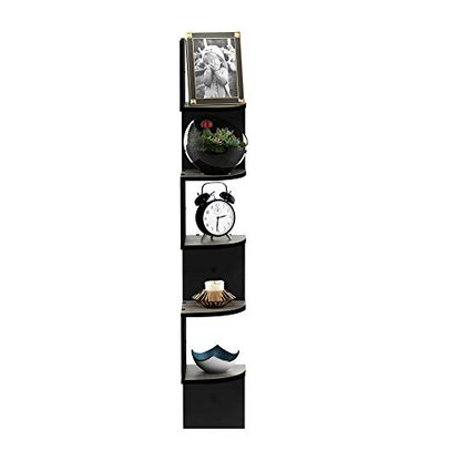 Furinno Rossi Wall Mount Floating Corner Shelf, 5-Tier Radial, French Oak Grey/Black - color: French Oak