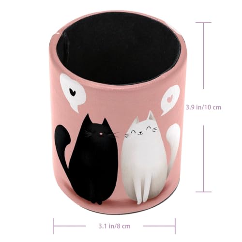 Black and White Cats Pen Holder Pencil Organizer for Desk, 3.1” x 3.1” x 3.9” Pencil Cup Office Supplies, Large Capacity Cute Pen and Makeup Brush Holder for Home, School, Desktop - color: Black and White Cats