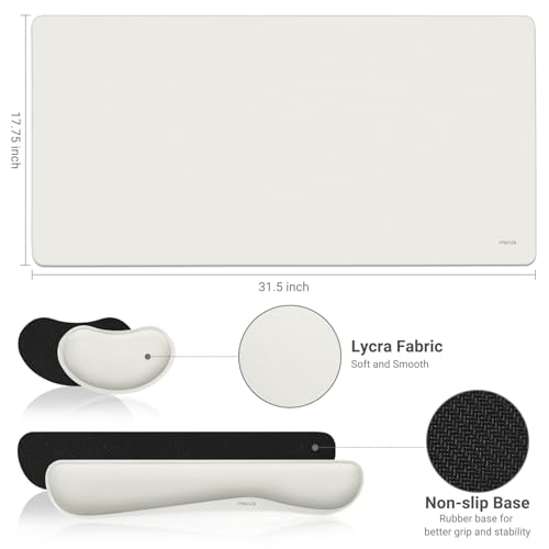 MOSISO Keyboard Mouse Pad Set, Gaming Mouse Pad&Keyboard Wrist Rest&Wrist Rest, Ergonomic Wristrests with Memory Foam Home Office Easy Typing Cushion Non-Slip Mousepad, Cloud Dancer White - color: Cloud Dancer White