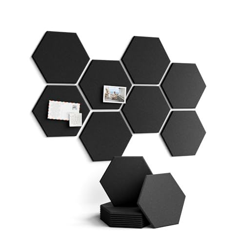 Fluxynara Hexagon Cork Board Alternative for Walls Decor-8-Pack Felt Bulletin Board Tiles,with 30 Pushpins,50 Adhesive Tabs for Office,Classrooms & Home Pin Board Felt Board-Black - color: Black, size: 8-Pack