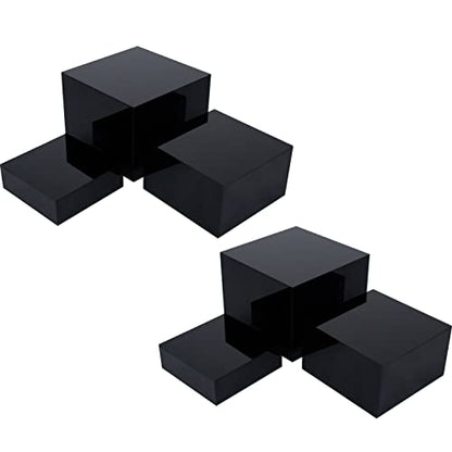 Red Co. Set of 3 Glossy Black Acrylic Cube Display Nesting Risers with Hollow Bottoms - 2 Pack - color: Black, size: 6",7",8" - 2 Pack