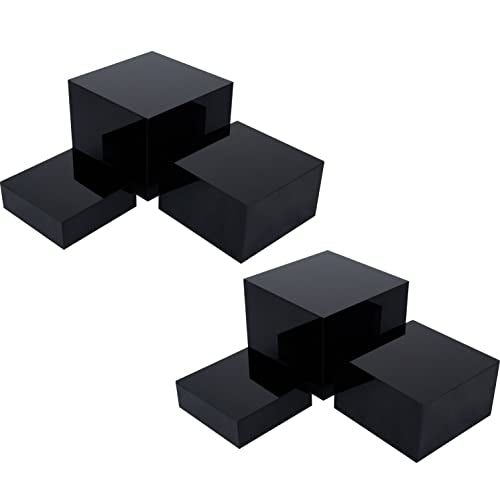 Red Co. Set of 3 Glossy Black Acrylic Cube Display Nesting Risers with Hollow Bottoms - 2 Pack - color: Black, size: 6",7",8" - 2 Pack