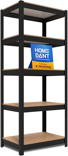 HOMEDANT House 24.4" W 5 Tier Heavy Duty Garage Shelving Adjustable Metal Rack Storage Shelves Standing Shelf Unit Organizers Pantry Closet Office Black 1Pack - color: Black, size: 24.4"W x 16.5"D