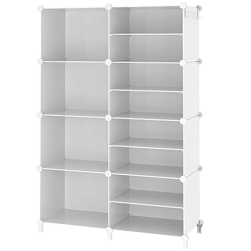 AWTATOS Closet Organizer 8 Cube Storage Shelves Closet Clothes Organizers and Storage Stackable Cubby Shelving for Closet Bedroom Living Room Office White - color: White