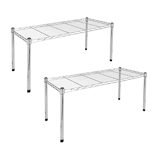 Simple Deluxe Heavy Duty 1-Shelf Shelving, Adjustable Storage Units, Steel Organizer Wire Rack, 29.92" W x 13.78" D x 14.96" H, Chrome,2-Pack - size: 1-Tier Wider, 29.92"W x 13.78"D x 14.96"H, style: 2 Pack