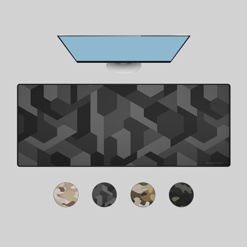 Das Keyboard Large Gaming Mouse Pad Desk Mat with Stitched Edge - Non Slip Base - Waterproof - Premium Cloth Mousepad for Home Work Gaming - Cyber Shadow Camo - color: Cyber Shadow Camo