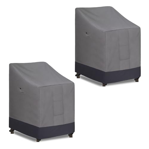 Easy-Going Heavy Duty Outdoor Stackable Chair Cover, Waterproof Patio Chair Cover, Windproof Outdoor Furniture Cover with Air Vent (2 Pack-28Wx36Dx47H inch, Gray/Dark Gray) - color: Gray/Dark Gray, size: 2 Pack-28Wx36Dx47H