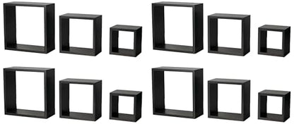 MELANNCO Floating Wall Square Cube Shelves for Bedroom, Living Room, Bathroom, Kitchen - Wood Espresso (Pack of 12) - color: Espresso, size: Set of 12