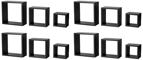 MELANNCO Floating Wall Square Cube Shelves for Bedroom, Living Room, Bathroom, Kitchen - Wood Espresso (Pack of 12) - color: Espresso, size: Set of 12
