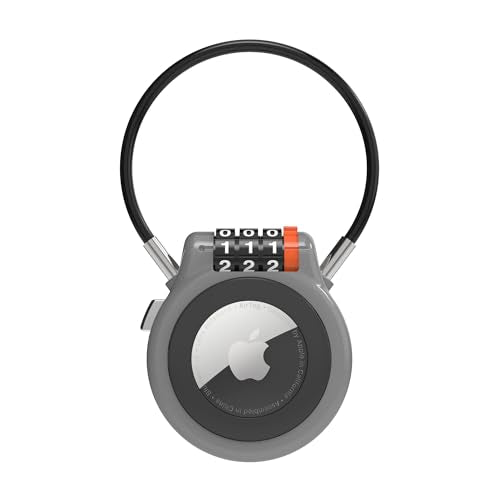 Metal AirTag Holder with Combination Lock, Compatible with Apple Tag, AirTag Lock Case for Luggage, Backpack, Suitcase, Air Tag Holder for Kids, Ski Gear, Car Tracking, GPS Tracker Case - color: Gray