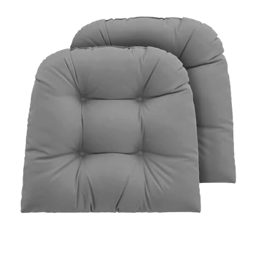Outdoor Chair Cushions Set of 2, 19x19x4 Inch Seat Pads with Ties for Patio Wicker Chairs Garden Dining Chair, Indoor Outside Use, Fade-Resistant & Waterproof, Light Gray - color: Light Gray, size: 19x19x4"