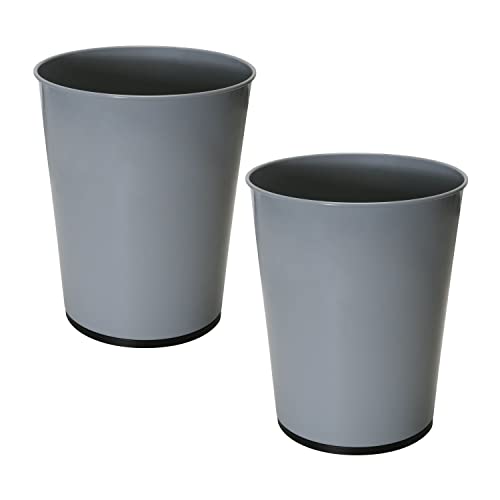 Bath Bliss 5 Liter Small Wastebasket | 2 Pack | Round Open Top | Trash Can | Bathroom | Bedroom | Kitchen | Office | Dorm | Disposal Waste Bin | Garbage | Grey - color: Grey, size: 2 Pack