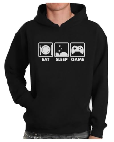 Tstars Eat Sleep Game Hoodie for Men and Teens Funny Gamer Pullover Cool Gaming Apparel Hoodies Boys - color: Black, size: Large
