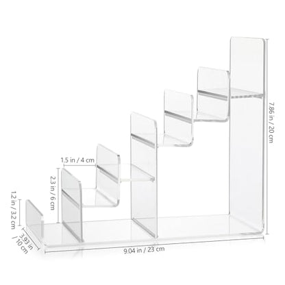 Cabilock 6-Tier Clear Acrylic Display Stand - Multi-Level Wallet Organizer for Sunglasses and Purse Display, Tiered Perfume & Cologne Stand for Men, Slim Riser for Artist Alley & Vendor Craft Show - size: 6 Tier Clear