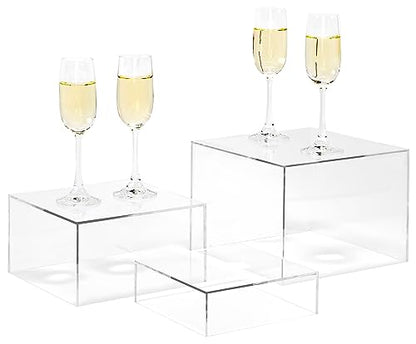 Red Co. Set of 3 Crystal Clear Acrylic Cube Display Nesting Risers with Hollow Bottoms, Transparent - 2 Pack - color: Clear, size: 6",7",8" - 2 Pack