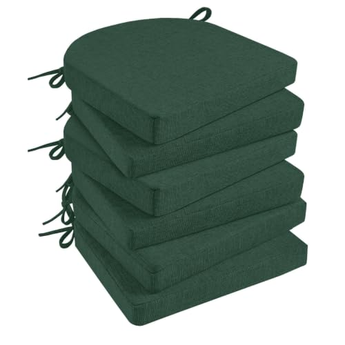Basic Beyond Chair Cushions for Dining Chairs 6 Pack, Kitchen Chair Cushions with Ties and Non Slip Backing, 16 x 16 inches Chair Pads for Dining Chairs (Forest Green) - color: Forest Green, size: 16"x16"x2"(Pack of 6)