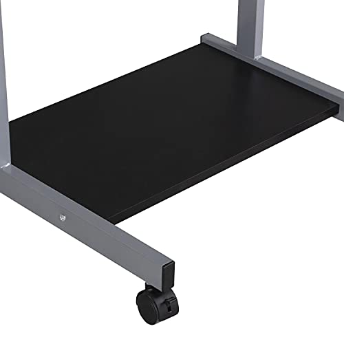 Yaheetech Mobile Computer Desk Cart, Small Rolling Laptop Desk PC Table Workstation with Drawer and Printer Shelf, Writing Desk Table for Small Space/Home Office - color: Black