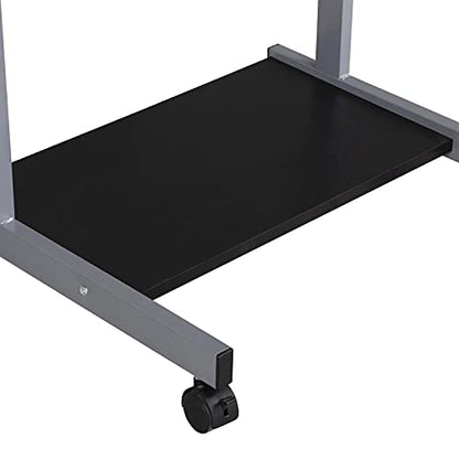 Yaheetech Mobile Computer Desk Cart, Small Rolling Laptop Desk PC Table Workstation with Drawer and Printer Shelf, Writing Desk Table for Small Space/Home Office - color: Black