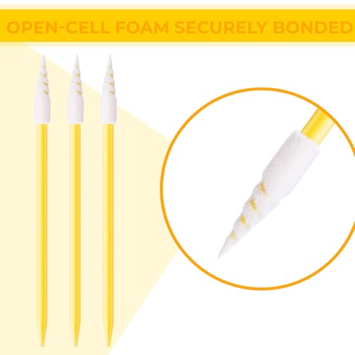 Chinco 200 Pcs Cleaning Swabs 2.56 Inch Sponge Tip Swabs Sticks for Printer Heads, Scanners, Camera Lenses, Chip Hard Disk Industries, Optical Lenses and Optical Equipment Makeup(Yellow) - color: Yellow