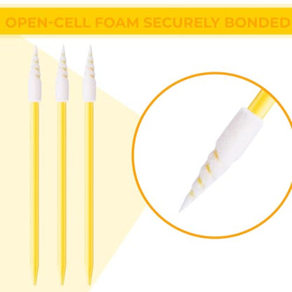 Chinco 200 Pcs Cleaning Swabs 2.56 Inch Sponge Tip Swabs Sticks for Printer Heads, Scanners, Camera Lenses, Chip Hard Disk Industries, Optical Lenses and Optical Equipment Makeup(Yellow) - color: Yellow