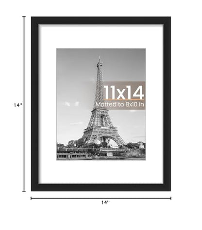 upsimples 11x14 Picture Frame, Display Pictures 8x10 with Mat or 11x14 Without Mat, Wall Hanging Photo Frame, Black, 1 Pack - color: Black, size: 11x14
