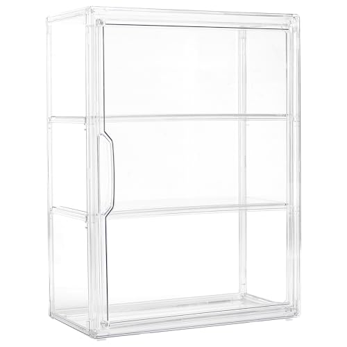 Acrylic Display Case for Collectibles 3 Tier Wall-Mounted Display Case with 2 Movable Plates Clear Display Cases for Figures with Magnetic Door Tall Display Box, 1 Pack - size: 1 Pack