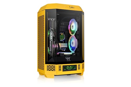 Thermaltake Tower 300 Bumblebee Micro-ATX Case; 2x140mm CT Fan Included; Support Up to 420mm Radiator; Optional Chassis Stand Kit Allows Horizontal Display; CA-1Y4-00S4WN-00; 3 Year Warranty - color: Bumblebee, size: Tower 300 Case, style: Tower 300