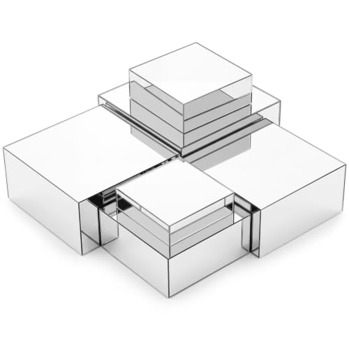 Geelin 6 Pack Acrylic Risers for Display Acrylic Cube Boxes Risers Display Stands with Hollow Bottoms Decorative Stand for Jewelry Candy Table Decor 6 Sizes(Sliver,7 to 12 Inch,Square) - color: Sliver, size: 7 to 12 Inch, style: Square