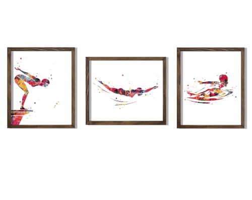 Watercolor Swimming Girl Athlete Illustration Art Print for Girl's Bedroom Decorations, Swimmer Poolside Locker Boost, Playroom Energy, Young Swimmer Surprises, Aspiring Freestyler Tokens, Team Captain Honors, Coach Appreciation, Birthday Gifts - 8x10 Unf