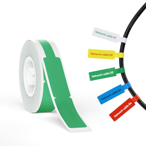 NIIMBOT Thermal Transfer Cable Labels 0.49" x 4.29", Only for N1(B18) Label Maker, PET Material, Waterproof and High-Temperature Resistance, Long Storage Time, 1 Roll of 60, Green - color: 0.49''×4.29''-green Cable