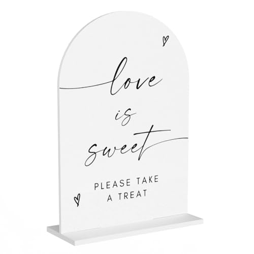 Love Is Sweet Take A Treat Acrylic Sign, Dessert Bar Dessert Table Sign, Wedding Engagement Bridal Shower Decor for Ceremony Party Reception Table Desk Decor - color: LoveIs Is Sweet Take A Treat