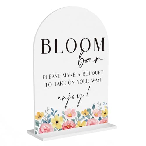 Bloom Bar Sign, Bridal Shower Decor Wedding Bouquet Flowers Wedding Accessories for Reception Desk Table Acrylic Decor - color: Bloom Bar