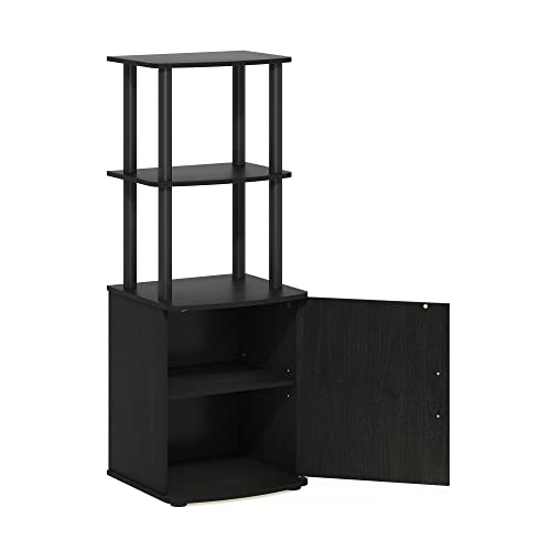 Furinno Turn-N-Tube Tall TV Entertainment Side Table Display Rack with Storage Cabinet, 2-Tier, Blackwood/Black - color: Blackwood/Black, size: 2-Tier Cabinet