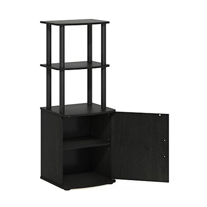 Furinno Turn-N-Tube Tall TV Entertainment Side Table Display Rack with Storage Cabinet, 2-Tier, Blackwood/Black - color: Blackwood/Black, size: 2-Tier Cabinet