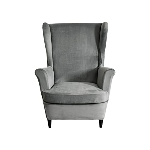 KRFOONN Wingback Chair Cover Slipcovers 2 Piece Stretch Velvet Plush Wing Chair Covers Slipcovers Wingback Sofa Covers Armchair Covers Furniture Protector for Living Room, T15 - color: Color T15
