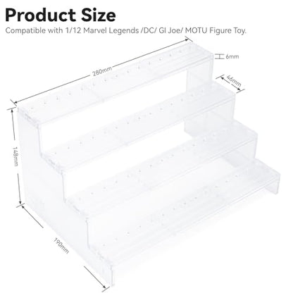 6 inch Acrylic Riser Display Shelf,Clear Action Figures Stands With PEG,4 Tier Toy Collectibles Organizer Compatible with 1/12 Scale Action Figure Toy (Fit For 6 inch Figure Toy-Clear) - color: Fit For 6 inch Figure Toy-Clear
