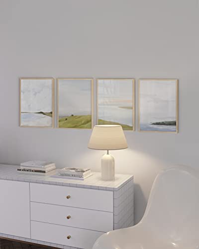 HAUS AND HUES Landscape Art - Set of 4 Nature Posters, Oil Painting Art, Scenic Posters, Country Side, Farmhouse Wall Prints, Mountain Wall Art (Beige Frame, 8x10) - color: Oil Painting, size: 8x10, style: Beige Framed