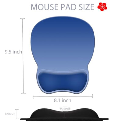 Ergonomic Mouse Pad with Wrist Rest, Comfortable Gel Concave Mouse Pad with Non-Slip Base, Pain Relief Mouse Pads with Smooth Wrist Support for Office & Home (Gradient Blue) - color: Gradient Blue
