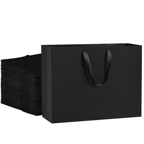 BagDream 16x6x12 Inch 24pcs Large Black Gift Bags with Handles Matte Black Paper Bags For Men's Gift, Birthday Party Favors, Wedding, Shopping, Business, Father's Day - color: Black, size: 1 count (Pack of 24)